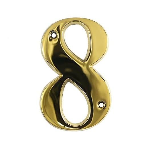 Beautiful 3 Inch Bevelled Edge Polished Gold Door Number 8 - Screw Fix Front House Number