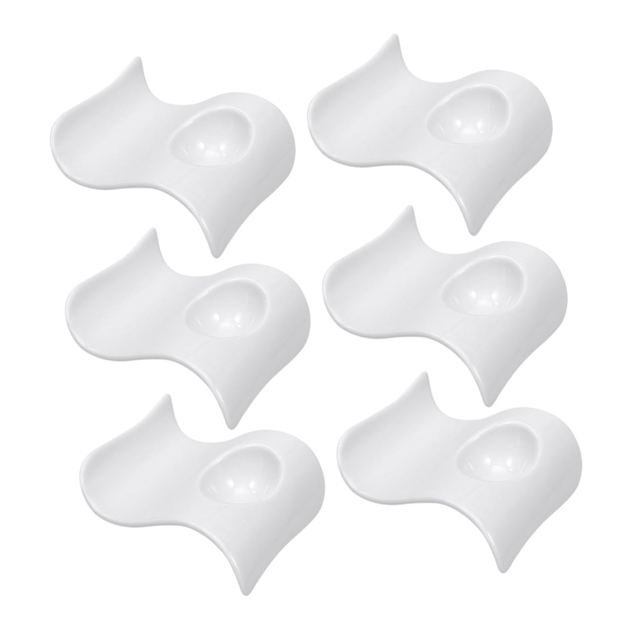 DOITOOL 6 pièces Coquetiers Céramique Wave Shape Supports Œufs Pratiques et Durables Assiettes pour Œufs Durs Blanches pour Table à Manger