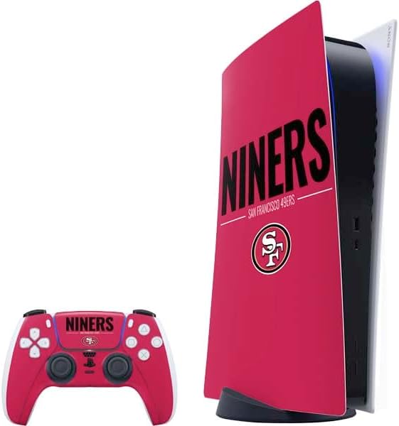 Skinit Decal Gaming Skin Compatible with PS5 Bundle - Officially Licensed NFL San Franciso 49ers Black & White Design