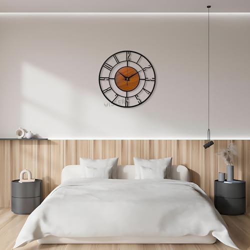 Image of vissera Designer Metal Wall Clock for Living Room | Antique Stylish Fancy Decorative Big Size Wall Watch for Bedroom, Office, Kitchen, Dining, Hall and Decor