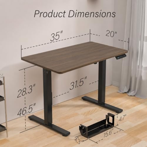 Image of Kingant Standing Desk, 35x20 Inch Electric Height Adjustable Computer Desk