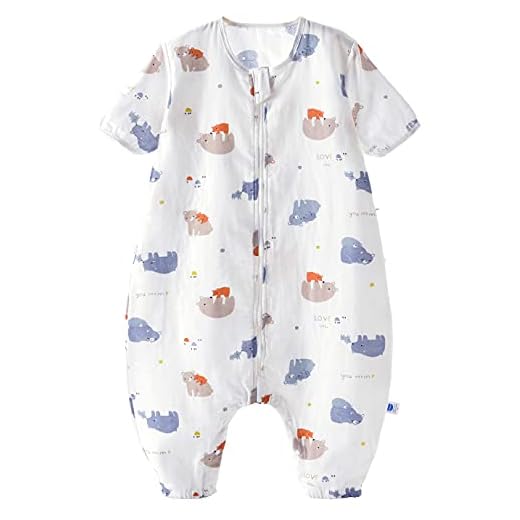 Chilsuessy Baby sommar sovsäck med fötter kortärmad barn sommarsovsäck barnsovsäck pyjamas jumpsuit pyjamas 100 % bomull, björnfamilj, L/baby hög 95–105 cm
