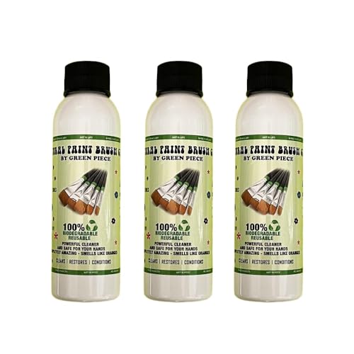 Image of Green Piece Paint Brush Cleaner (Pack of 3 - 4 Oz Each, Travel Size) Made in USA