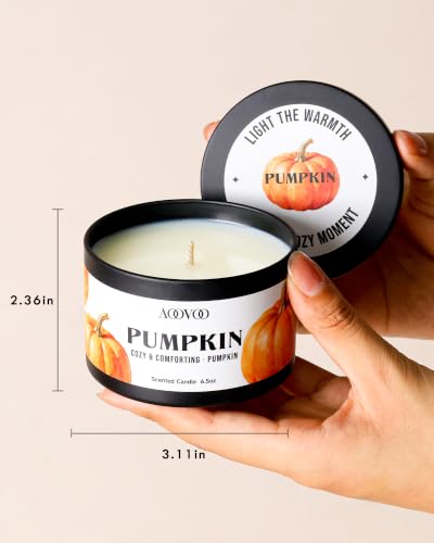 Image of AOOVOO Fall Candle Set - 4 Pack Scented Candles for Home, 26oz up to 200 Hours Long Lasting, Pumpkin /Apple Cinnamon /Clove Cinnamon /Cinnamon Candles Gift Autumn Fragrance Decor
