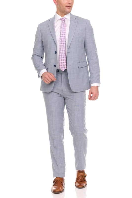 Adam Baker Men's Single Breasted Ultra Slim Fit 2-Piece (Jacket, Trousers) Suit Set2