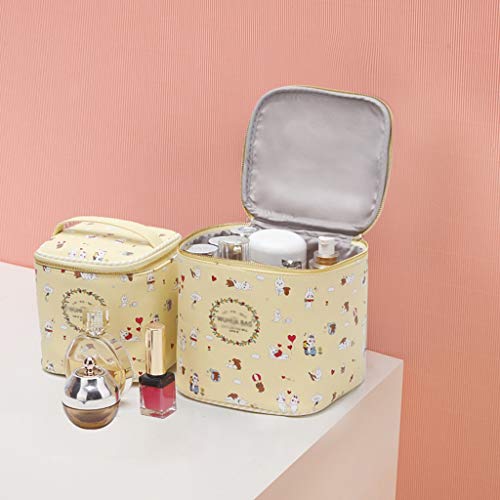 Preisvergleich Produktbild QYSZYG Kosmetiktasche for Den Haushalt Tragbarer Abfalleimer Unterwegs PU-Material Metallreißverschluss Rosa, Grün, Gelb, Weiß Kosmetiktasche (Color : Yellow)