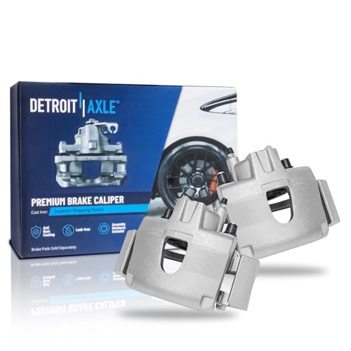 Image of Detroit Axle - 2 Front Brake Calipers for Chrysler Town & Country Voyager | Dodge Grand Caravan Disc Brake Calipers w /Brackets Replacement
