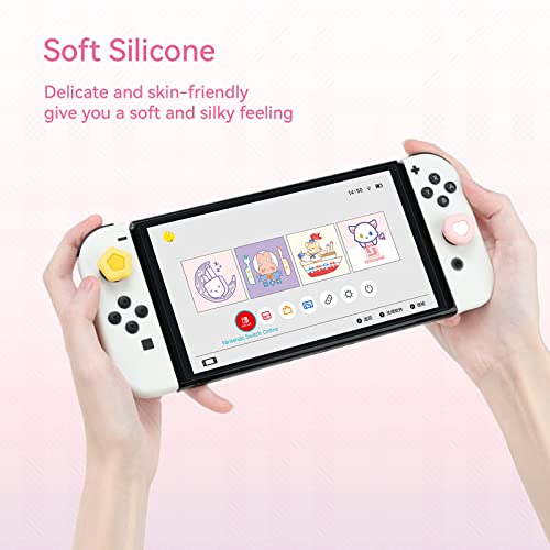 Geekshare Cute Silicone Joycon Thumb Grip Caps, Joystick Cover Compatible With Nintendo Switch / Oled / Switch Lite,4Pcs -- Cream Heart #TOP2