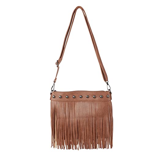 Minache Women Small Rivet Fringe Crossbody Shoulder Bag Handbag Phone Pouch Purse