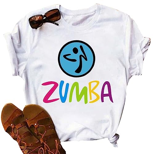 Zumba Athletic Mujer Top Camiseta Corte Suelto Baile Fitness Ropa Deporte Mujeres Top Entrenamiento Blanco