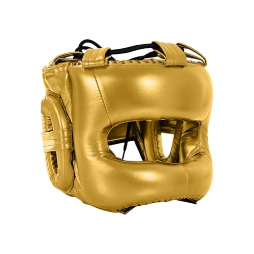 Uqezagpa Casco de boxeo profesional con protección facial completa y casco de entrenamiento ajustable, textura de poliuretano, para hombres y mujeres, casco de Muay Thai