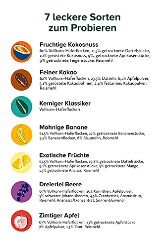 3Bears Porridge fruitproefverpakking, 6 x 400 g, lekkere keuze voor een gezond ontbijt, zonder toevoeging van suiker, in de soorten appel / kaneel, kokos, bananen/motten, cacao, bessen en pittige klassiekers - Afbeelding 3