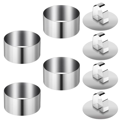 Set di 4 Anelli per Dessert e Anelli per Piatti in Acciaio Inox, Anelli per Servire, Anelli per Presentazione, Set di Anelli per Torte in Acciaio Inox, Piccoli Anelli Torte da 8cm, Forme per Dessert