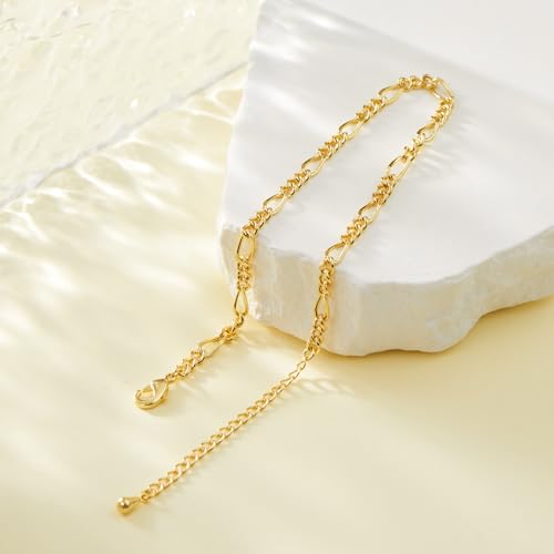 Image of Extra Large Anklets for Women Waterproof, 14K Gold Plated Stack Anklets for Women Plus Size, 10 inch+2 inch Non Tarnish Large Ankle Bracelets for Women, Summer Big Ankles Set, Beach Bikini Vacation Jewelry