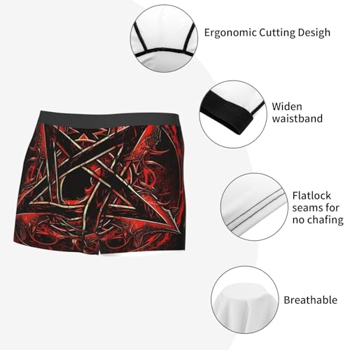 Demon Satan pentagram flame Dark Men Boxer Briefs Underwear Breathable Stretch Underpants X-Large Black4
