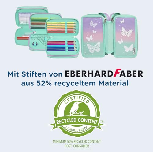 Trousse d'écolier Tripledecker Scooli Butterfly Wishes avec crayons