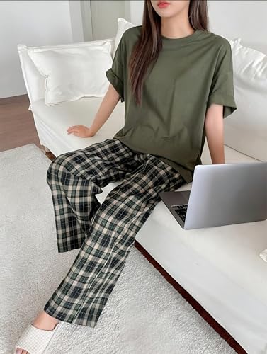 Image of KSHS Printed Round Neck Short Sleeve Nightsuit Set | Pajama Set | Casual Night Dress for Women