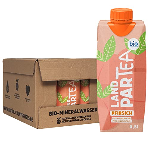 LandparTEA Pfirsich | Landpark | Bio-Eistee mit Pfirsichgeschmack | 1 2 x 0,5 L im Tetra Pak | ohne Kohlensäure | To Go | Wasser mit Geschmack | pfandfrei Cover