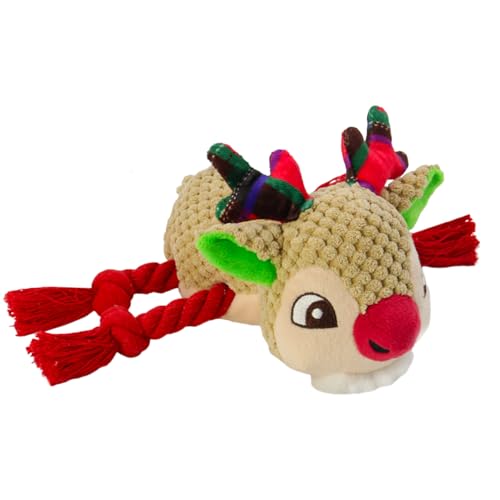 VWPTCHI Christmas Dog Toy, Squeaky Toys with Crinkle Paper, Interactive Plush Puppy Chewer Dog Toys, Cute Rope Reindeer Hours of Fun, Gifts for Small, Middle Large Breed