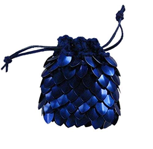 Scalemail Dice Bag in knitted Dragonhide Armor- Blue - Small - 3.5