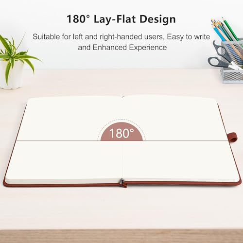 Image of RETTACY Blank Journal Notebook, 192 Pages, A5 Medium Size (5.7'' x 8.3'') | Leather Hardcover, 100 GSM Thick Paper, for Sketching, Drawing, Painting (Brown)