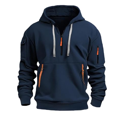 uhnmki Quarter Zip Pullover Men Long Sleeve Workout Hoodie Vintage Tactical Jacket Winter Camo Sweater Coats