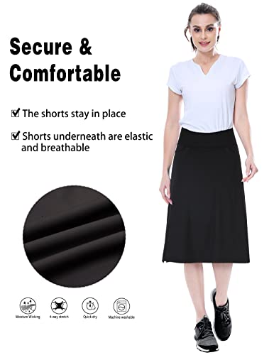 Women's Midi Length Skorts Skirts with 3 Pockets Modest Skirts Women's 24" Knee Length Skort4