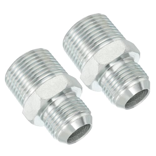 Image of PATIKIL Pipe Adapter Connector 1-1 /16 inch Male 74 Flare JIC x 1 inch Male R Pipe Fitting 2 Pcs Oil Feed Restrictor Fitting Hydraulic Connector for Oil Steam Water Pipelines System