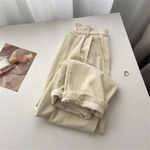 Women's Retro High Waist Corduroy Pants - Spring Fall Straight, Casual, Full Length, Baggy All-Match Trousers3
