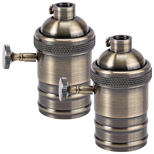 Lot de 2 douilles de lampe vintage en aluminium : 220V E27 douille bronze avec interrupteur...