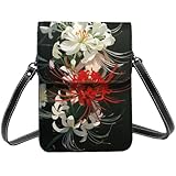 彼岸花 花柄4 スマホポーチ本革 ショルダーバッグ 薄い レディース メンズミニポーチ 人気 財布 斜め掛け バッグ 高い19cm*幅13.5cm*厚2cm