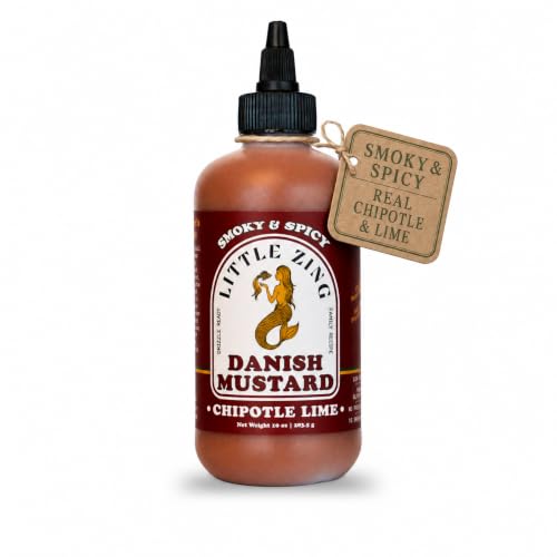 Little Zing Chipotle Lime Mustard, Smoky &amp; Spicy Gourmet Sauce with Real Chipotle Pepper, Apple Cider Vinegar, Lime, Vegan &amp; Gluten Free, for Tacos, Burritos &amp; Grilled Meats, 10 oz