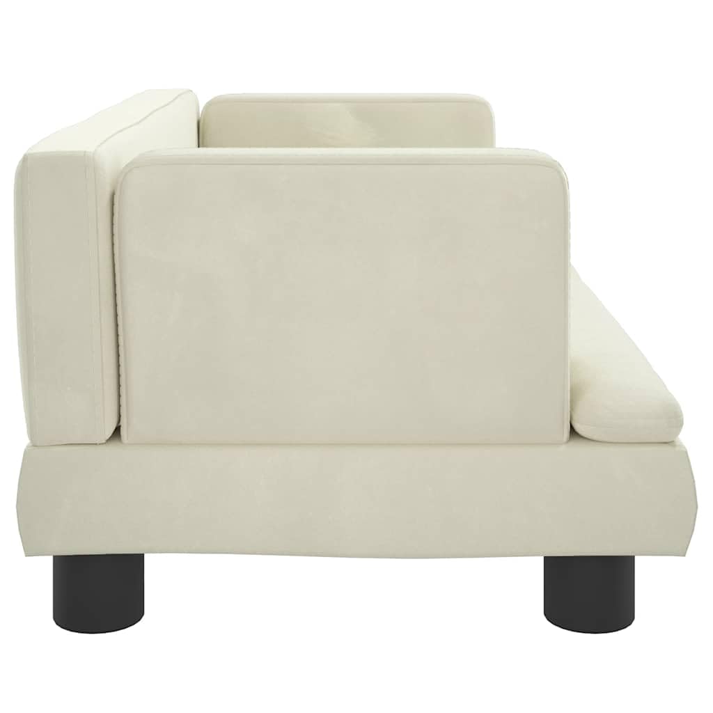 Sofa dziecięca kremowa, 60 x 40 x 30 cm, aksamitna ze stabilną ramą z drewna sosnowego, miękką wyściółką z pianki, nowoczesne wzornictwo do pokoju dziecięcego, idealna dla dzieci w wieku od 3