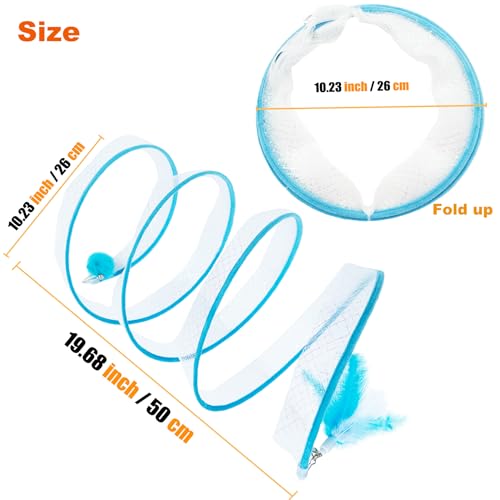 Self Play Cat Hunting Spiral Tunnel Toy, Folded Cat Spring Tunnel Toys for Indoor Cats (Blue) - Image 3