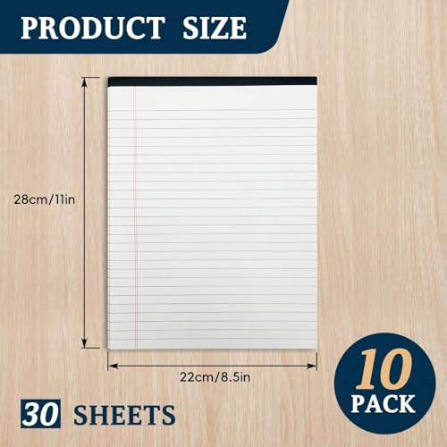 10PCS Notepad 8.5 x 11 White Lined Paper, 8.5 x 11 Legal Pads 30 Sheets/Pad, Office School Note Paper, Wide Ruled Writing Pad for Meetings, Homework, Journaling and Daily Notes(A4  image 6