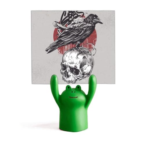 Support de mémo squelette humain indien Crow pince note gothique pour bureau