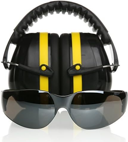 Tradesmart Shooting Earmuffs and Anti Fog, Scratch Resistant Safety Glasses Combo Pack/Kit