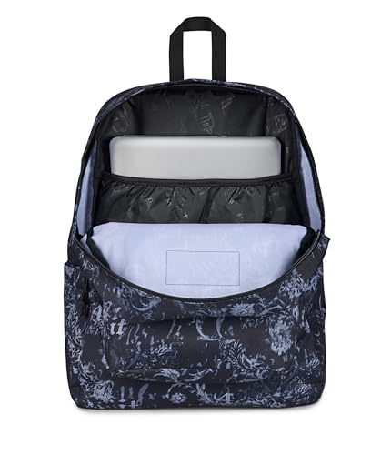 Image of JanSport SuperBreak Plus Backpack with Padded 15-inch Laptop Sleeve and Integrated Bottle Pocket - Spacious and Durable Daypack for Work and Travel, Afflicted Black /Charcoal /Dk Grey