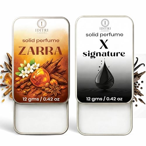 Image of Solid Perfume |x signature&zarra Alcohol Free Wax Perfume Balm, Long Lasting | Pocket Tin 12g, Pack Of 2| Non Greasy Smooth Glide, Travel Friendly Men And Women