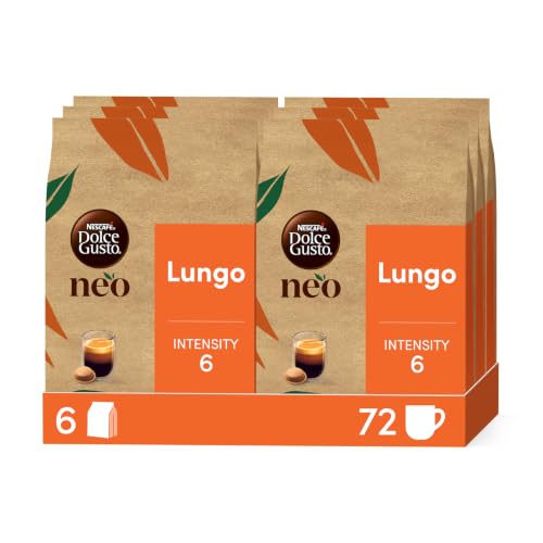 NESCAFÉ Dolce Gusto NEO Lungo - 72 Dosettes de café (6 boîtes de 12 dosettes) - Compatibles uniquement avec les machines à café