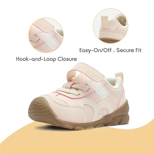 Image of Balabala Girls Boys Toddler Sneakers Wide Toe Box Walking Shoes | Unisex Kids Sneakers with hook-and-loop straps, non-slip soles, soft heel cushion, and flexible support for play