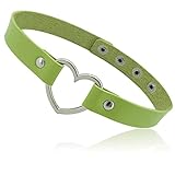 ETHOON Love Heart Choker PU Leather Choker Necklace Goth Choker Collar Chain Green