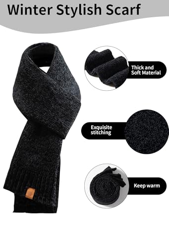 Winter Beanie Hat Scarf Gloves Set for Women, Womens Beanie Long Scarf Neck Warmer Touchscreen Gloves 3 in 1 Set
