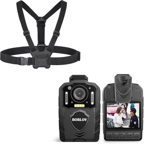 BOBLOV Dual Shoulder Mount, Body Worn Camera Vest Mount, for All Brand Body Cam, Wearable Body Camera Mount and KJ25 1080P Body Cam, 3000mAh with 10-13Hrs Recording(64G Included)