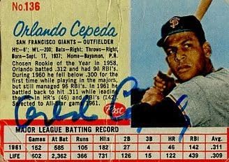 1962 Post Cereal Orlando Cepeda Baseball Card