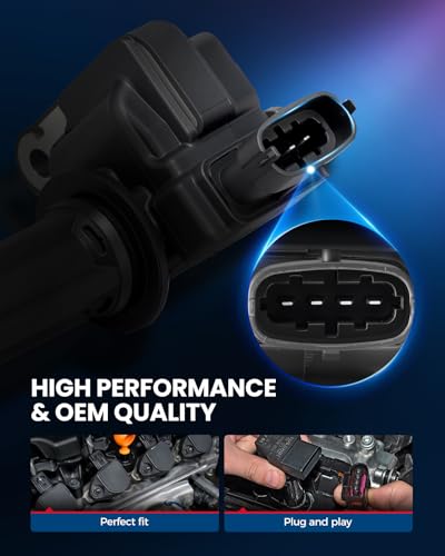 Image of KAX 4 Ignition Coils & 4 Iridium Spark Plugs for Saab 9-3 2004-2011 2.0L | w /Magnetic Swivel Spark Plug Socket, Fits 9-3X 2010-2011, Replaces UF526, 5344