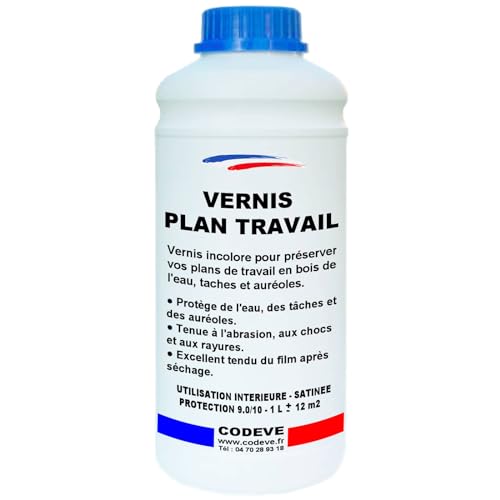 Vernis Plan De Travail - Codeve Bois - 1L - Intérieur - Incolore Pour Un Plan De Travail En Bois Massif, Stratifié Ou Lamellé.