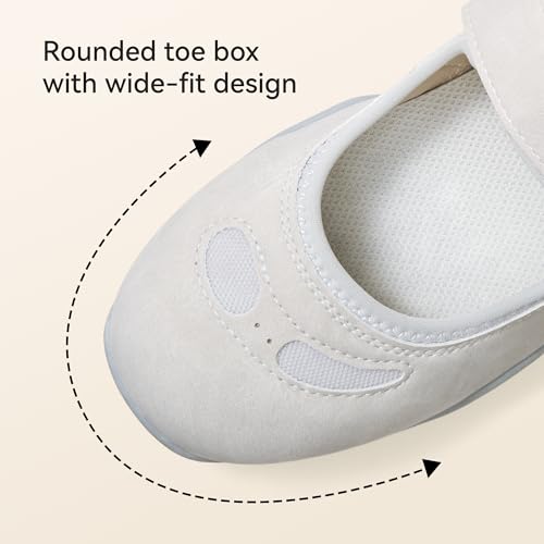 Image of BOSTANTEN Mary Jane Sneakers, Wide Casual Shoes Women, Hook-and-Loop Strap