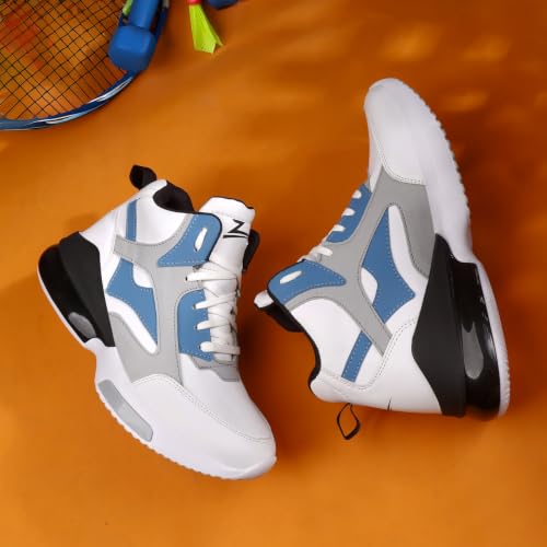 Image of Zixer High Top Sneakers for Men | Stylish Casual Basketball Inspired Shoes for Men | Lace-Up Ankle Length Fashion Sneakers | Lightweight Comfortable Walking Shoes for Men