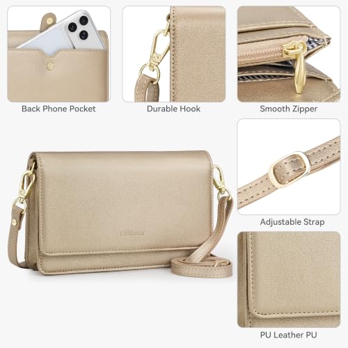 Image of nuoku Women Small Crossbody Bag Cellphone Purse Wallet with RFID Card Slots 2 Straps Wristlet